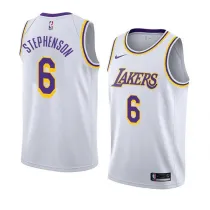 NBA Men Los Angeles Lakers #6 STEPHENSON Retro White Round Neck Jersey High Quality Name and Number Print