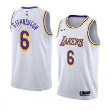 NBA Men Los Angeles Lakers #6 STEPHENSON Retro White Round Neck Jersey High Quality Name and Number Print