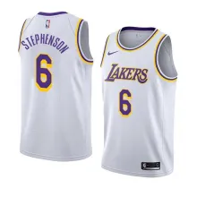 NBA Men Los Angeles Lakers #6 STEPHENSON Retro White Round Neck Jersey High Quality Name and Number Print