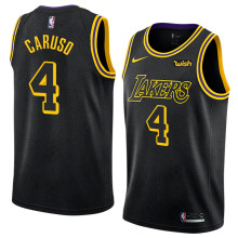 NBA Men Los Angeles Lakers Black #4 CARUSO Round Neck Jersey High Quality Name and Number Print