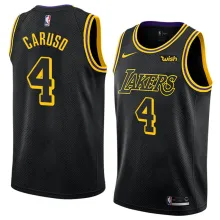 NBA Men Los Angeles Lakers Black #4 CARUSO Round Neck Jersey High Quality Name and Number Print