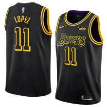 NBA Men Los Angeles Lakers Black #11 LOPEZ Round Neck Jersey High Quality Name and Number Print