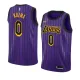 NBA Men Los Angeles Lakers Retro Purple with Black Lines #0 KUZMA Round Neck Jersey High Quality Name and Number Print