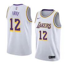 NBA Men Los Angeles Lakers #12 FRYE Retro White Round Neck Jersey High Quality Name and Number Print