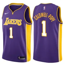 NBA Men Los Angeles Lakers Purple 1 CALD WELL-POPE V-neck Jersey High Quality Name and Number Print