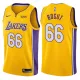 NBA Men Los Angeles Lakers #66 BOGUT Yellow V-neck Jersey High Quality Name and Number Print