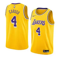 NBA Men Los Angeles Lakers Retro Yellow Round Neck #4 CARUSO Jersey High Quality Name and Number Print