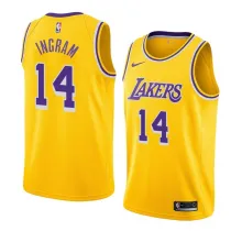 NBA Men Los Angeles Lakers Retro Yellow Round Neck #14 INGRAM Jersey High Quality Name and Number Print