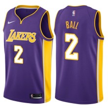 NBA Men Los Angeles Lakers Purple #2 BALL V-neck Jersey High Quality Name and Number Print
