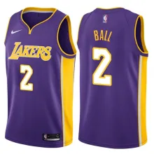 NBA Men Los Angeles Lakers Purple #2 BALL V-neck Jersey High Quality Name and Number Print