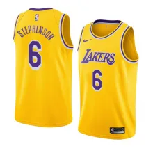 NBA Men Los Angeles Lakers Retro Yellow Round Neck #6 STEPHENSON Jersey High Quality Name and Number Print