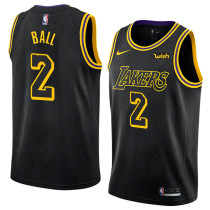 NBA Men Los Angeles Lakers Black #2 BALL Round Neck Jersey High Quality Name and Number Print