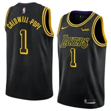 NBA Men Los Angeles Lakers Black #1 CALD WELL-POPE Round Neck Jersey High Quality Name and Number Print