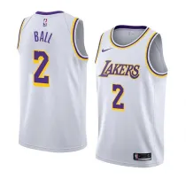 NBA Men Los Angeles Lakers #2 BALL Retro White Round Neck Jersey High Quality Name and Number Print