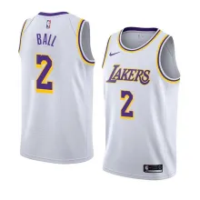 NBA Men Los Angeles Lakers #2 BALL Retro White Round Neck Jersey High Quality Name and Number Print