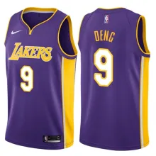 NBA Men Los Angeles Lakers Purple #9 DENG. V-neck Jersey High Quality Name and Number Print