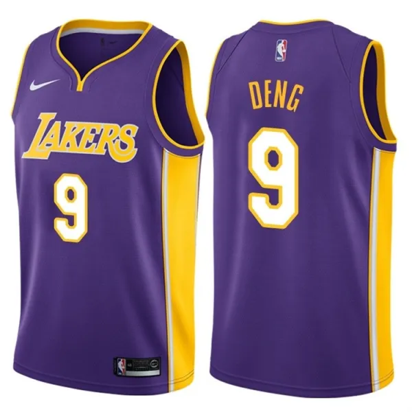 NBA Men Los Angeles Lakers Purple #9 DENG. V-neck Jersey High Quality Name and Number Print