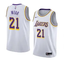 NBA Men Los Angeles Lakers #21 WEAR Retro White Round Neck Jersey High Quality Name and Number Print