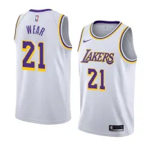 NBA Men Los Angeles Lakers #21 WEAR Retro White Round Neck Jersey High Quality Name and Number Print