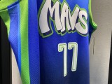 NBA Men Dallas Mavericks Gradient Blue #77 DONCIC Jersey High Quality Name and Number Print