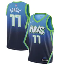 NBA Men Dallas Mavericks Gradient Blue #77 DONCIC Jersey High Quality Name and Number Print