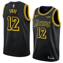 NBA Men Los Angeles Lakers Black #12 FRYE Round Neck Jersey High Quality Name and Number Print