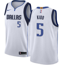 NBA Men Dallas Mavericks White #5 KIDD Jersey High Quality Name and Number Print