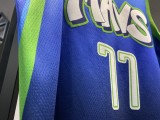 NBA Men Dallas Mavericks Gradient Blue #77 DONCIC Jersey High Quality Name and Number Print