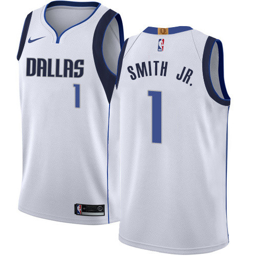NBA Men Dallas Mavericks White #1 SMITH JR. Jersey High Quality Name and Number Print