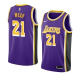 NBA Men Los Angeles Lakers Retro Purple #21 WEAR Round Neck Jersey High Quality Name and Number Print