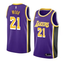 NBA Men Los Angeles Lakers Retro Purple #21 WEAR Round Neck Jersey High Quality Name and Number Print