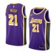 NBA Men Los Angeles Lakers Retro Purple #21 WEAR Round Neck Jersey High Quality Name and Number Print