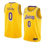 NBA Men Los Angeles Lakers Retro Yellow Round Neck #0 KUZMA Jersey High Quality Name and Number Print