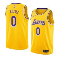 NBA Men Los Angeles Lakers Retro Yellow Round Neck #0 KUZMA Jersey High Quality Name and Number Print