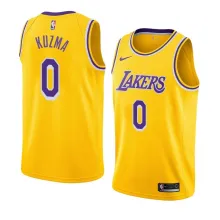 NBA Men Los Angeles Lakers Retro Yellow Round Neck #0 KUZMA Jersey High Quality Name and Number Print