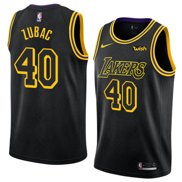 NBA Men Los Angeles Lakers Black #40 ZUBAC Round Neck Jersey High Quality Name and Number Print