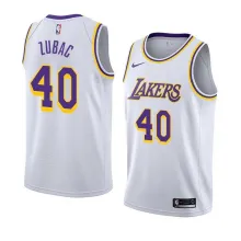 NBA Men Los Angeles Lakers #40 ZUBAC Retro White Round Neck Jersey High Quality Name and Number Print