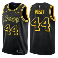 NBA Men Los Angeles Lakers Black #44 WEST Round Neck Jersey High Quality Name and Number Print