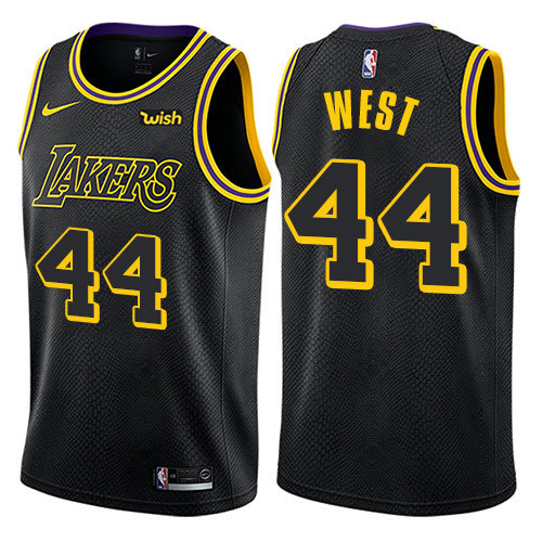 NBA Men Los Angeles Lakers Black #44 WEST Round Neck Jersey High Quality Name and Number Print