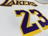 NBA Men Los Angeles Lakers #23 JAMES Retro White Round Neck Jersey High Quality Name and Number Print