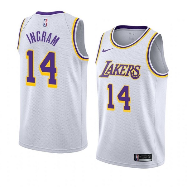 NBA Men Los Angeles Lakers #14 INGRAM Retro White Round Neck Jersey High Quality Name and Number Print