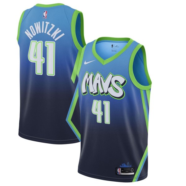 NBA Men Dallas Mavericks Gradient Blue #41 NOWITZKI Jersey High Quality Name and Number Print