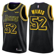 NBA Men Los Angeles Lakers Black #52 WILKES Round Neck Jersey High Quality Name and Number Print
