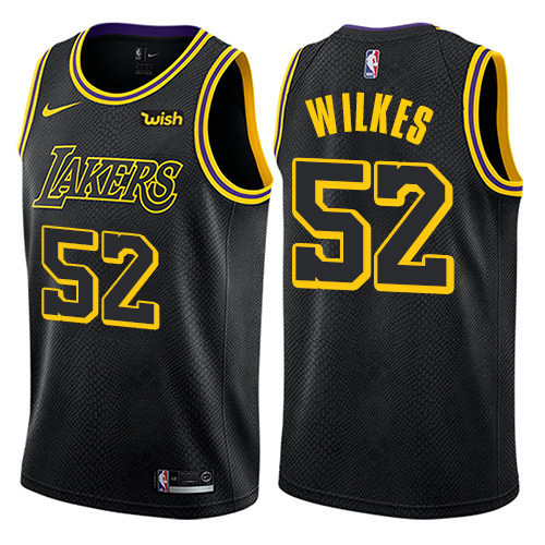 NBA Men Los Angeles Lakers Black #52 WILKES Round Neck Jersey High Quality Name and Number Print