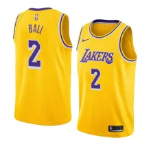 NBA Men Los Angeles Lakers Retro Yellow Round Neck #2 BALL Jersey High Quality Name and Number Print