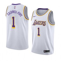 NBA Men Los Angeles Lakers #1 CALD WELL-POPE Retro White Round Neck Jersey High Quality Name and Number Print