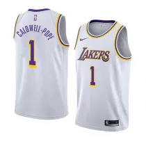NBA Men Los Angeles Lakers #1 CALD WELL-POPE Retro White Round Neck Jersey High Quality Name and Number Print