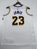 NBA Men Los Angeles Lakers #23 JAMES Retro White Round Neck Jersey High Quality Name and Number Print