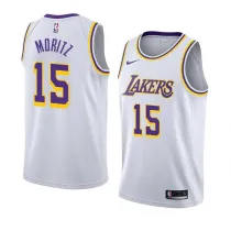 NBA Men Los Angeles Lakers #15 MORITZ Retro White Round Neck Jersey High Quality Name and Number Print