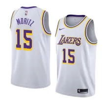 NBA Men Los Angeles Lakers #15 MORITZ Retro White Round Neck Jersey High Quality Name and Number Print